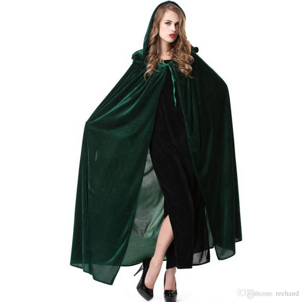 B048-5Halloween cape costume party performance clothing dense velvet cloak witch